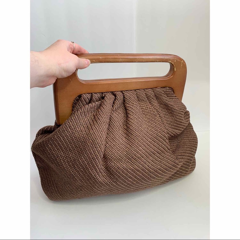 COLAB WOVEN HOBO BOHEMIAN WOODEN HANDLE PURSE